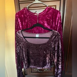 Two velvet crop tops